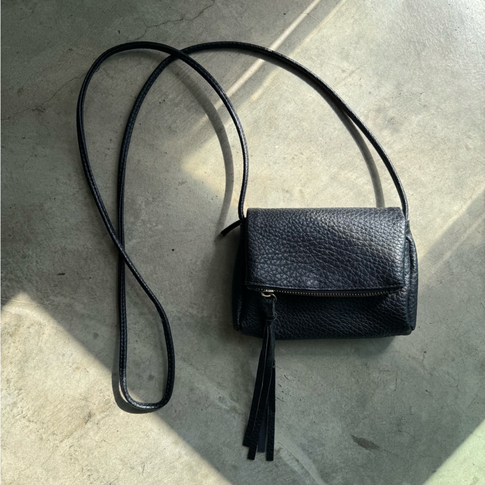 Faux Leather Tassel Mini Crossbody Zipper Purse - Picture 2 of 5